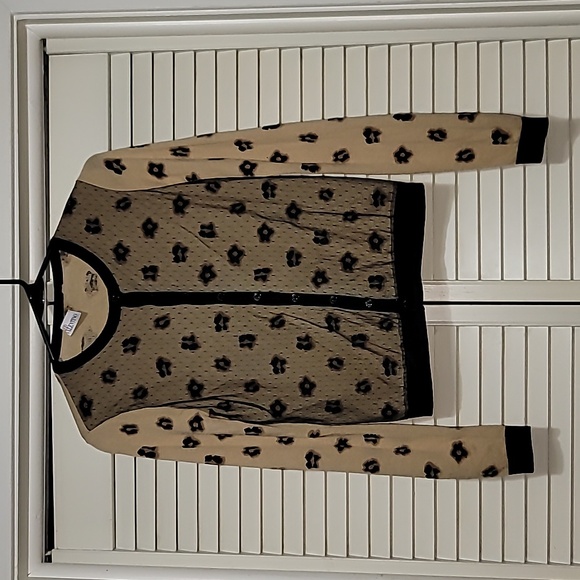 RED VALENTINO Leopard Printed Crew Neck Sweater Cardigan Button Down - Picture 5 of 16